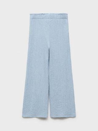 Mango Kids' Vale Ruched Trousers, Pastel Blue