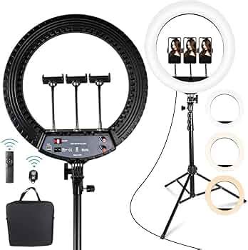EVERNEST 22 inch Selfie LED Ring Light with Tripod Stand and Cell Phone ...