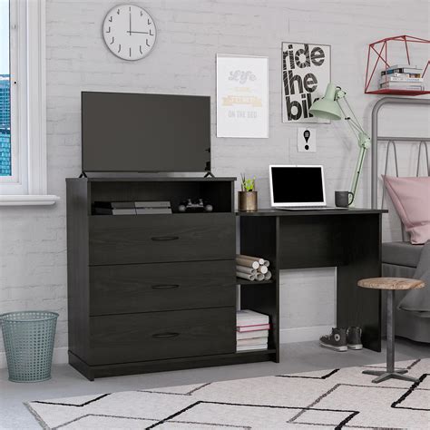 Buy Ameriwood Home Somerset 3 in 1 Media Dresser and Desk Combo, Black ...
