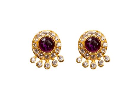 Gracent Gold & Purple Circle Shaped Metal Studs For Women 048 : Amazon ...
