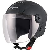Studds Urban Black with Black Strip Open Face Helmet (L) : Amazon.in ...