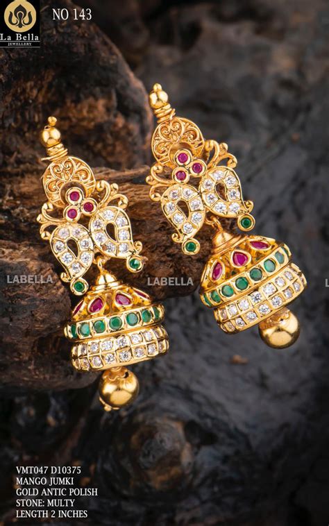 Laksmi Jhumkis Gold Polish New Indian Collection - Indian Jewelry Designs
