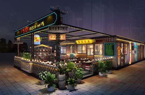 16万元餐饮空间150平米装修案例_效果图 - 烧烤店设计案例效果图 - 设计本