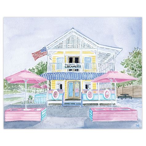 Blue Mountain Beach Creamery Watercolor Art Print - 30A Florida - Etsy