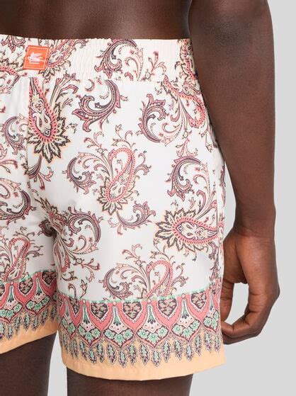 SWIM SHORTS WITH PLACED LEAFY PAISLEY PRINT | Beachwear | ETRO