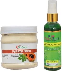 PINKROOT ALOEVERA FACE WASH 100ML WITH BIOCARE PAPAYA MASK 500GM Price ...