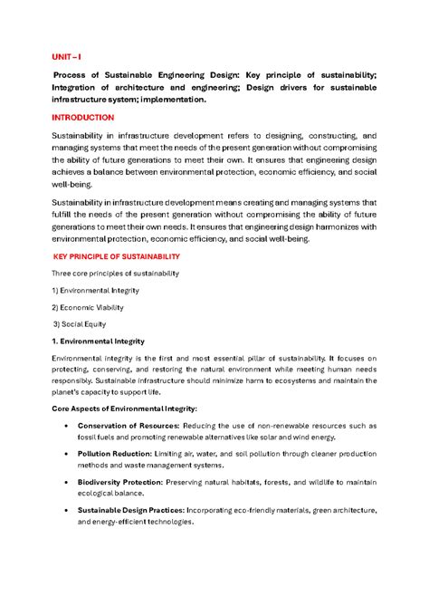 SID Full Notes: Sustainable Development of Infrastructure and Design ...