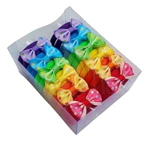 Samyak 24 Pcs Hair Ties Printed Bow Elegant Hair Rubber Bands For Kids ...