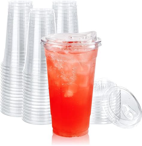 Amazon.com: 20 oz Clear Plastic Cups with Lids Disposable, Togo ...