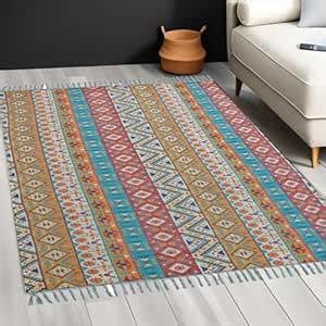 Buy AMAZE ATTIRES Handmade Printed Dhurrie 3 x 5 Feet Carpet Rug Runner ...