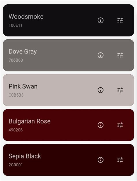 Red, Gray, and Black Color Palettes
