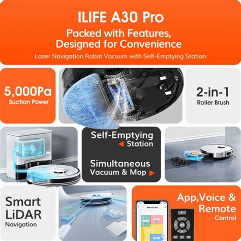 ILIFE A30 Pro Self-emptying Robot Vacuum with LiDAR Navigation @5000Pa ...