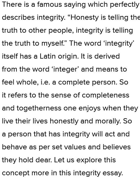 2 min speech on integrity - Brainly.in