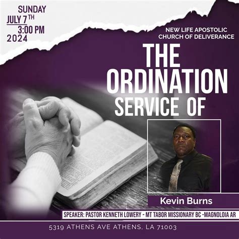 Ordaining Service for Bro. Kevin Burns, 5319 Athens Ave., Athens, LA ...