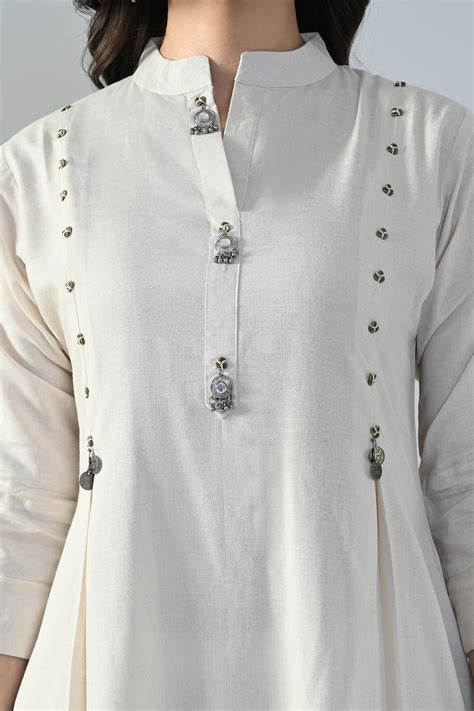 Cream Solid A-Line Kurta Set – SABHYATA CLOTHING