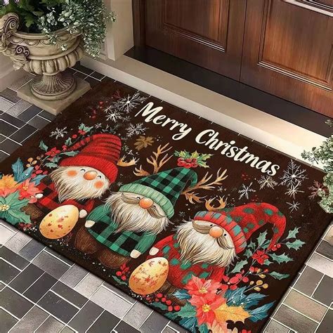 Christmas Tree Santa Claus Elk Christmas Entry Door Floor Mat Festive ...