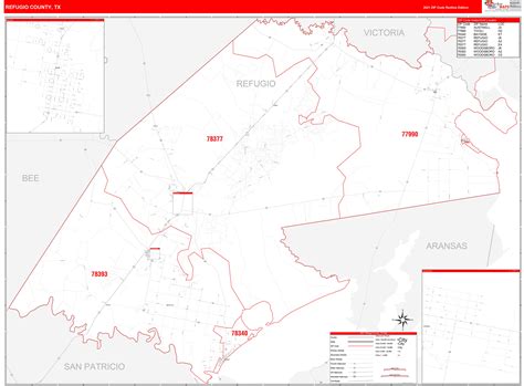 Refugio County, TX Zip Code Wall Map Red Line Style by MarketMAPS ...