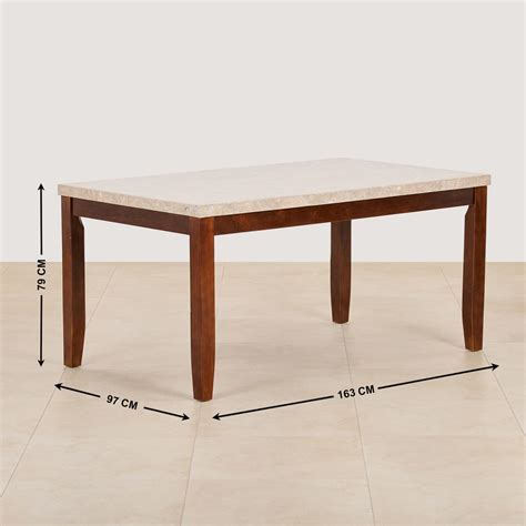 Buy (Refurbished) Oxville Marble Top 6-Seater Dining Table - Brown from ...