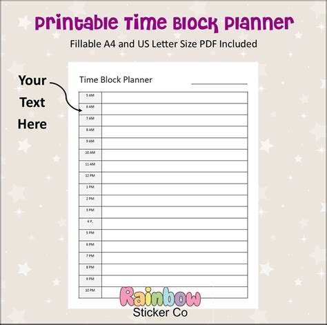 Image result for Time Block Daily Printable