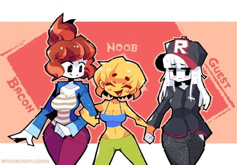 noob, guest, and bacon (roblox) drawn by redmondalizarin | Danbooru