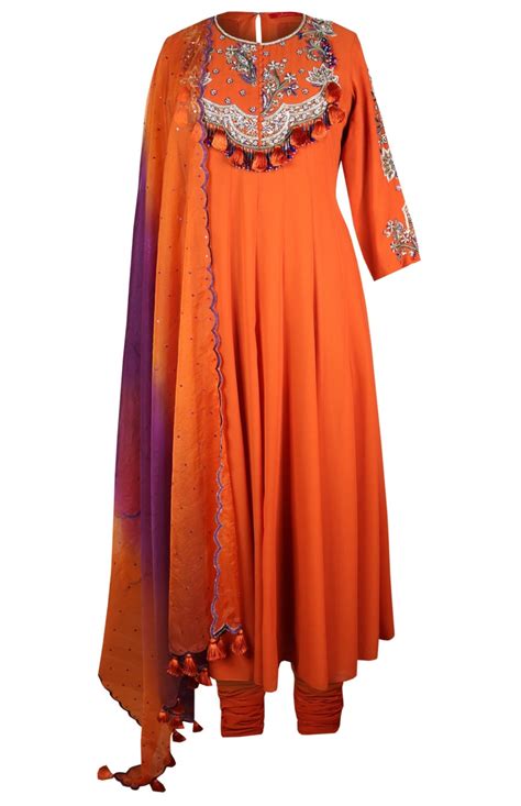Tasseled Georgette Anarkali - RUST – Jasminum