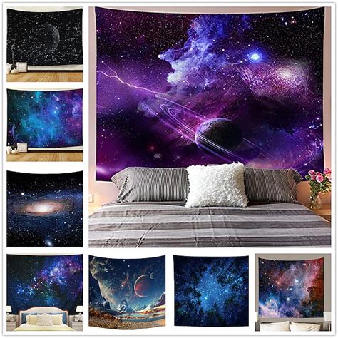 Galaxy Tapestry Starry Sky Psychedelic Space Landscape Purple Art Print ...