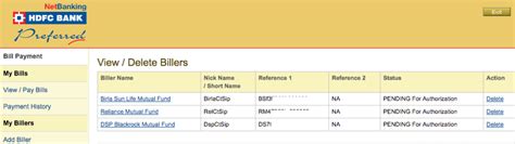 How to add I-SIP URN number in HDFC Netbanking