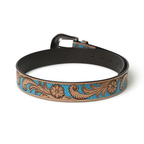 Western Cowboy Leather Belt – Blue & Brown Dual-Tone Rustic Style ...