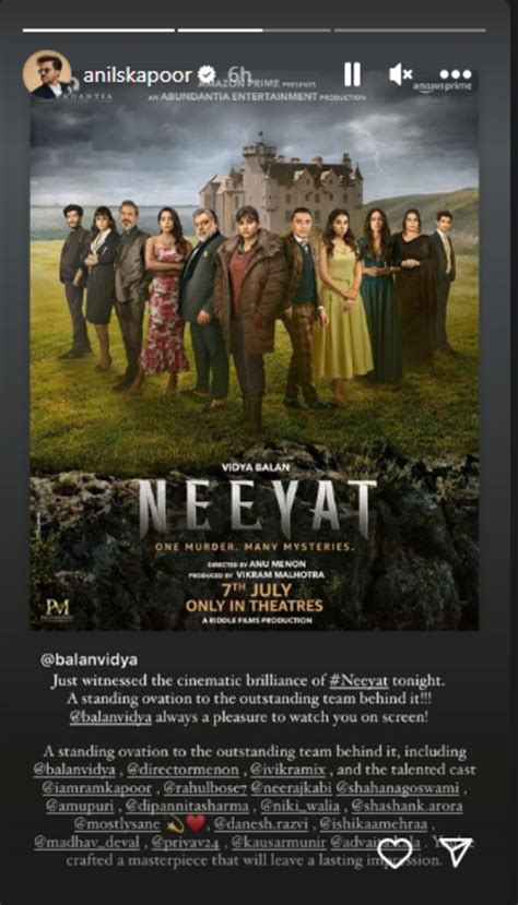 Anil Kapoor heaps praises on Vidya Balan's Neeyat, gives 'standing ...