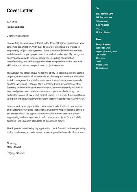 Image result for Cover Letter Project Engineering Examples