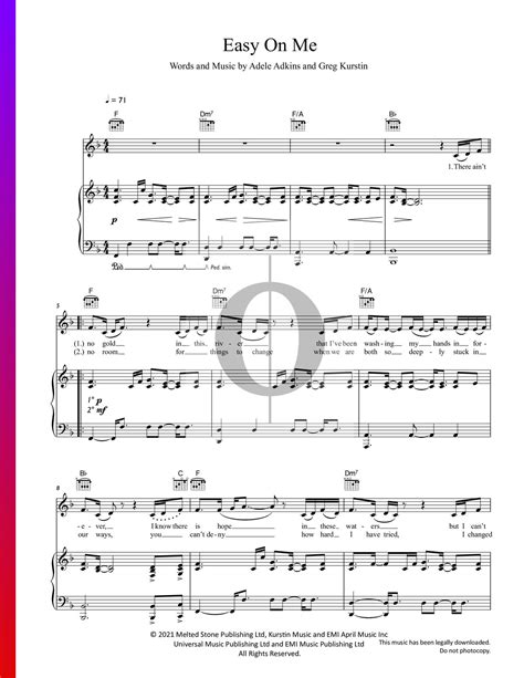 Easy On Me Klaviernoten (Adele) - OKTAV
