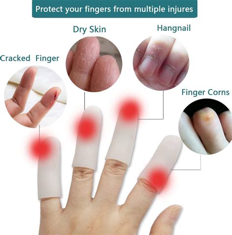 Silicone Finger Protectors 16 PCS, Gel Finger Cots Waterproof, Finger ...