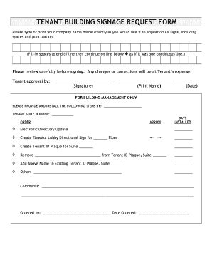 Fillable Online TENANT BUILDING SIGNAGE REQUEST FORM Fax Email Print ...