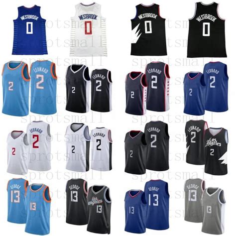 2 Kawhi Leonard Basketball Jerseys Mens 0 Westbrook City Paul 13 George ...
