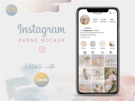 Instagram iPhone Mockup Canva Template, Editable Instagram Mockup, Easy ...