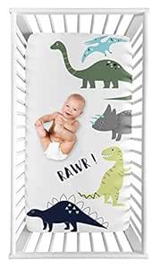 Sweet Jojo Designs Mod Dino Boy Fitted Crib Sheet Baby or Toddler Bed ...
