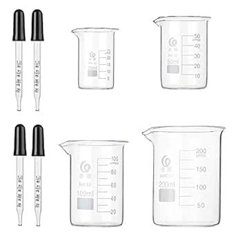 Hyber&Cara Vaso de precipitados vidrio graduado 25 ml 50 ml 100 ml 200 ...