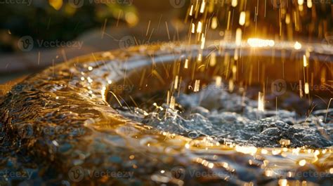 The gentle sound of trickling water coming from a decorative fountain ...