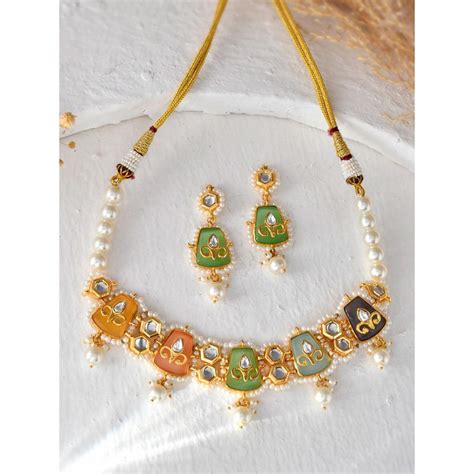 Buy DASTOOR Women's Gold Plated Designer Necklace Set Online