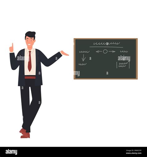 Teacher man standing at blackboard. Teaching lesson process, male ...