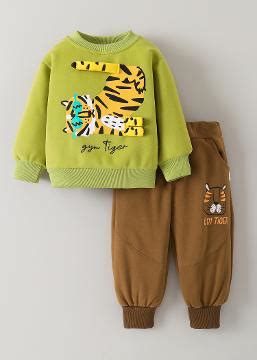 Shop Online 2-Pc Tiger Applique Sweatshirt & Joggers at ₹671