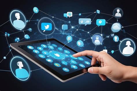 Mobile tablet browsing connecting people in a visualized social network ...