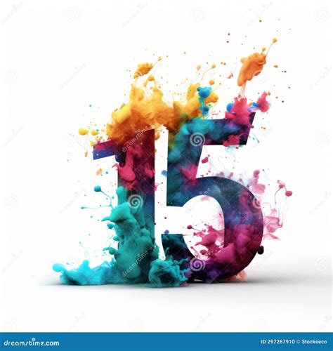 Vibrant Depiction of Number Fifteen in Colorful Paint Splashes Stock ...