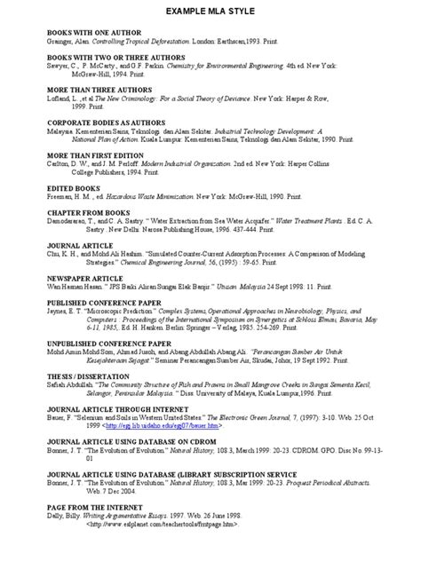 Image result for MLA Style Manual MLA Citation Examples
