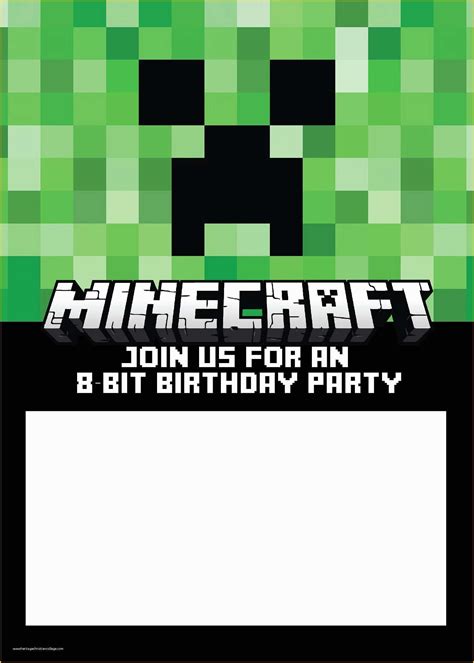 Minecraft Birthday Invitation Template Free