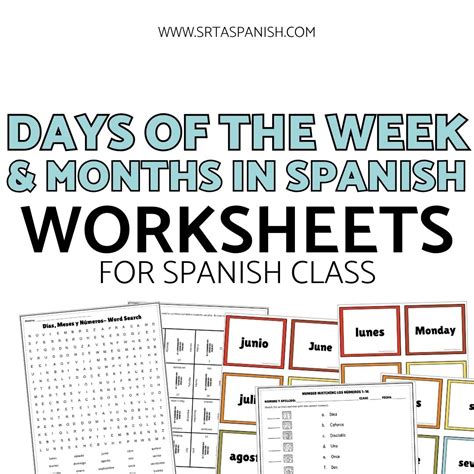 Days Of The Week In Spanish Worksheets Spanish Days Of The Week