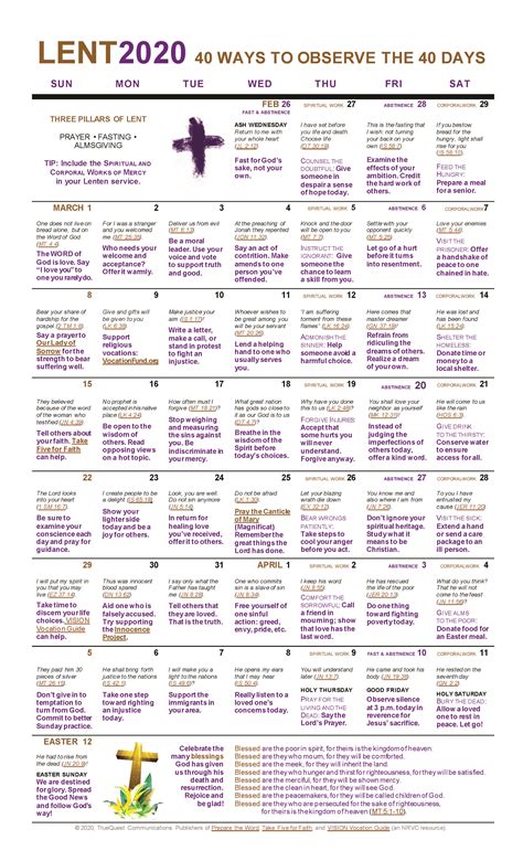 Lent 40 ways to observe the 40 days lenten calendar spiritcitings blog ...