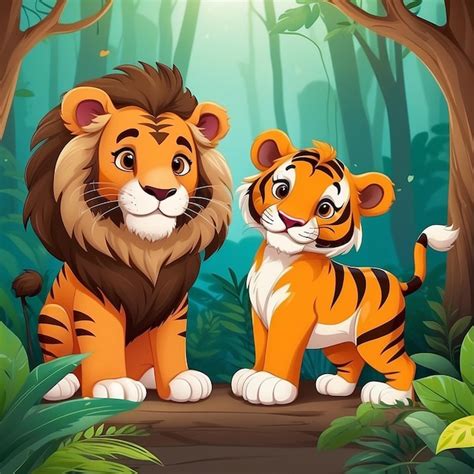 Lion vs Tiger Cartoon 的图像结果