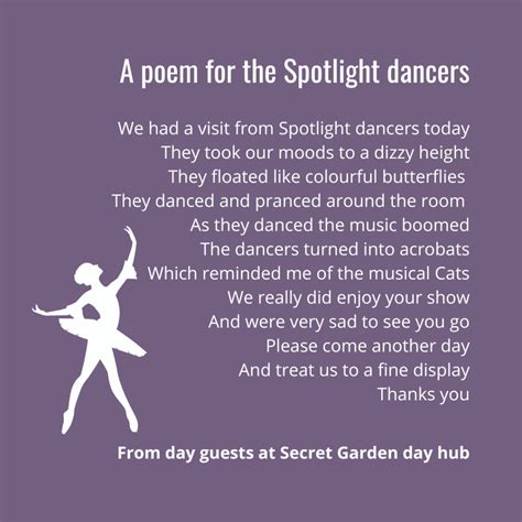 A thank you poem for the dancers - Lilian Faithfull Care