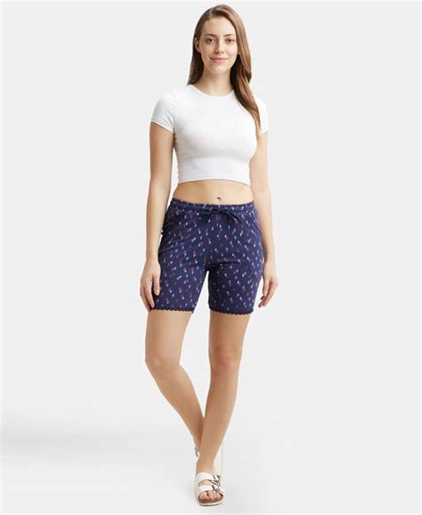 Buy Micro Modal Cotton Relaxed Fit Printed Shorts with Side Pockets ...